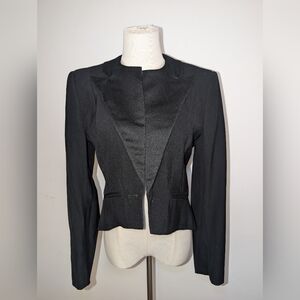 100% Wool Black Open Blazer